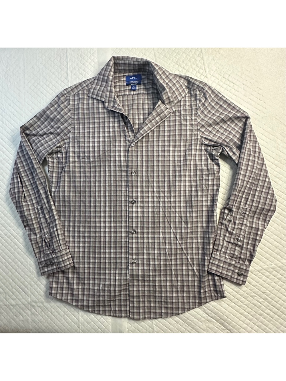 APT. 9 Men's Long Sleeve Button-Up Shirt - Purple Plaid, M